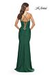 La Femme 31330 Scoop Neck Ruched Lace-Up Dress