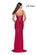 La Femme 31330 Scoop Neck Ruched Lace-Up Dress