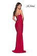 La Femme 31330 Scoop Neck Ruched Lace-Up Dress