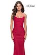 La Femme 31330 Scoop Neck Ruched Lace-Up Dress