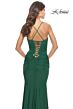 La Femme 31330 Scoop Neck Ruched Lace-Up Dress