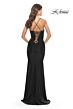 La Femme 31330 Scoop Neck Ruched Lace-Up Dress