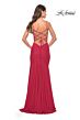 La Femme 31331 Faux Wrap Lace-Up Back Dress
