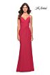 La Femme 31331 Faux Wrap Lace-Up Back Dress
