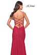 La Femme 31331 Faux Wrap Lace-Up Back Dress