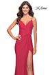 La Femme 31331 Faux Wrap Lace-Up Back Dress