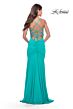 La Femme 31331 Faux Wrap Lace-Up Back Dress