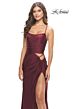 La Femme 31332 Slight Scoop Neckline Lace-Up Back Dress