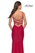 La Femme 31333 Plunging Neckline Lace-Up Back Dress