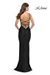 La Femme 31333 Plunging Neckline Lace-Up Back Dress
