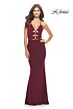 La Femme 31334 Multiple Cutout Lace-Up Ruched Dress