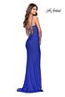 La Femme 31335 Lace Applique Illusion V-Neckline Dress