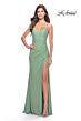 La Femme 31335 Lace Applique Illusion V-Neckline Dress