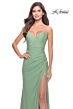 La Femme 31335 Lace Applique Illusion V-Neckline Dress