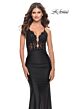 La Femme 31336 Plunging V-Neckline Beaded Sheer Bodice Dress
