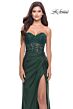 La Femme 31343 Ruched Skirt Lace Corset Strapless Dress