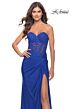 La Femme 31343 Ruched Skirt Lace Corset Strapless Dress