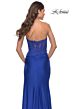La Femme 31343 Ruched Skirt Lace Corset Strapless Dress