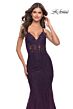 La Femme 31344 Open Strappy Back Sheer Bodice Mermaid Dress