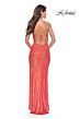La Femme 31349 Notched Sweetheart Neckline Strappy Tie-Back Dress