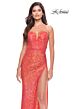 La Femme 31349 Notched Sweetheart Neckline Strappy Tie-Back Dress
