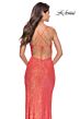 La Femme 31349 Notched Sweetheart Neckline Strappy Tie-Back Dress
