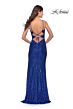 La Femme 31356 High Slit Lace-Up Back Cutout Dress