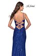 La Femme 31356 High Slit Lace-Up Back Cutout Dress