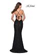La Femme 31359 Lace-Up Back Beaded Lace Dress