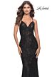 La Femme 31359 Lace-Up Back Beaded Lace Dress
