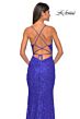 La Femme 31359 Lace-Up Back Beaded Lace Dress