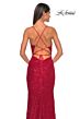 La Femme 31359 Lace-Up Back Beaded Lace Dress
