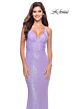 La Femme 31362 Deep V-Neckline Lace-Up Back Dress