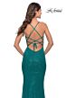 La Femme 31362 Deep V-Neckline Lace-Up Back Dress
