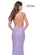 La Femme 31362 Deep V-Neckline Lace-Up Back Dress