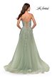 La Femme 31363 High Slit Ruched Top Strapless Dress