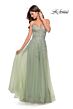 La Femme 31363 High Slit Ruched Top Strapless Dress