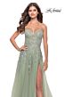La Femme 31363 High Slit Ruched Top Strapless Dress