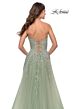 La Femme 31363 High Slit Ruched Top Strapless Dress