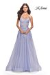 La Femme 31363 High Slit Ruched Top Strapless Dress