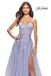 La Femme 31363 High Slit Ruched Top Strapless Dress