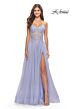 La Femme 31367 Lace Corset High Slit Strapless Dress