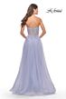 La Femme 31367 Lace Corset High Slit Strapless Dress