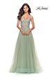 La Femme 31367 Lace Corset High Slit Strapless Dress