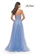 La Femme 31367 Lace Corset High Slit Strapless Dress