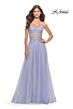 La Femme 31367 Lace Corset High Slit Strapless Dress