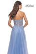 La Femme 31367 Lace Corset High Slit Strapless Dress