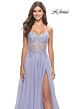 La Femme 31367 Lace Corset High Slit Strapless Dress
