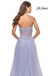 La Femme 31367 Lace Corset High Slit Strapless Dress