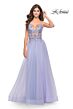 La Femme 31369 Criss Cross Back Floral Top Dress